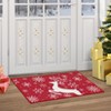 Christmas Doormat, Winter Snowflake & Reindeer Pattern, Indoor Outdoor Welcome Mat, Entryway Porch Home Decor Rug, Red - 2 of 4