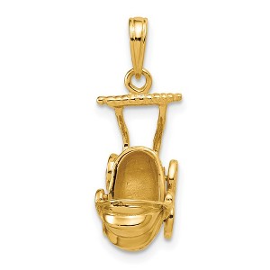 Black Bow Jewelry 14k Yellow Gold 3D Baby Carriage Pendant, 13 x 23mm - 1 of 4