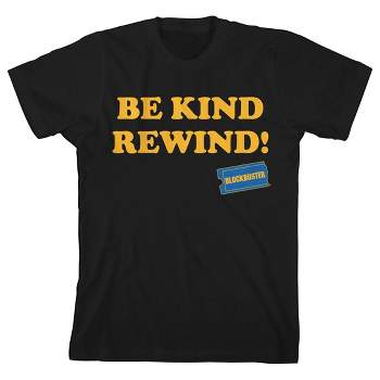 Bioworld Blockbuster Be Kind, Rewind Youth Black Short Sleeve Crew Neck Tee