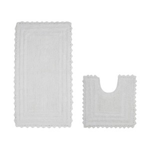 Lilly Crochet Collection 100% Cotton Tufted Reversible 2-Piece Bath Rug Set – Super Absorbent, Machine Washable Bathroom Mats with Crochet Pattern - 1 of 4