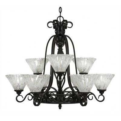 Toltec Lighting Elegante 9 - Light Chandelier in  Dark Granite with 7" Italian Ice Shade