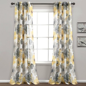 2pk 52"x84" Sheer Leah Curtain Panels Yellow/Gray - Lush Décor - 1 of 4