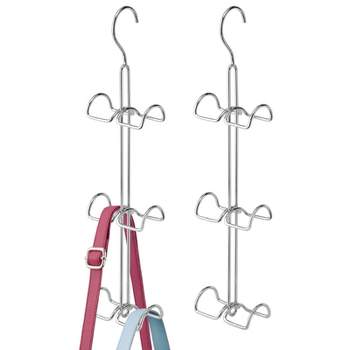 mDesign Metal Wire Over Closet Rod Hanging Handbag Organizer, 2 Pack
