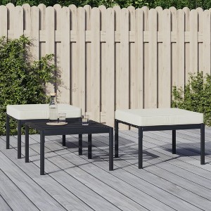 vidaXL Patio Footstools with Sand Cushions 2 pcs 23.6 in.x23.6 in.x13.8 in. Steel - 1 of 4