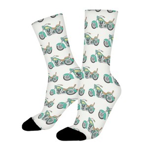 Motorcycle Pattern Women Printed Crew Socks Funny Funky Socks Soft Polyester Novelty Gifts for Artists Men - 1 of 1