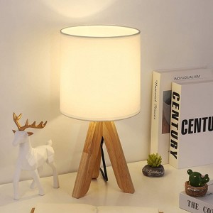Oumilen 14.6" Wood Table Lamps with White Shade - 1 of 1