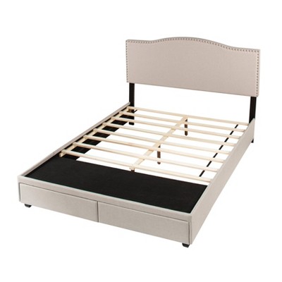 Sophisticated Fog Gray King Upholstered Bed with Storage and Nailhead Trim