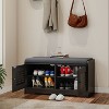 KTMBDW 28.74" Shoe Storage Bench with 2 Door Cabinet & Padded Seat Cushion, Shoe Cabinet, Shoe Bench Shoe Organizer for Entryway, Hallway - 3 of 4