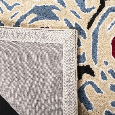 Ivory and Multicolor Handmade Wool Area Rug, 6' x 9'