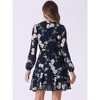 INSPIRE CHIC Women's Summer Floral Layered Tie V-Neck Semi-Sheer Long Sleeve Mini Dress - 4 of 4