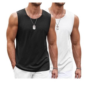 COOFANDY Men's Workout Tank Top 2 Pack Casual Soft Sleeveless Gym Muscle Shirts Bodybuilding Tee - 1 of 4