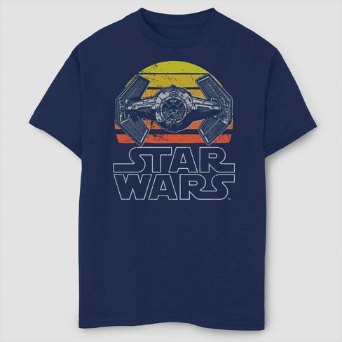 Navy Tie Fighter Schematics Kids T-Shirt Star Wars Official Boys 