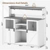 Vividwood Farmhouse Bar Cabinet with Acrylic Doors – Coffee & Wine Storage with Open Shelves & Cup Hooks – Rustic Kitchen Hutch Sideboard Grey - 2 of 4