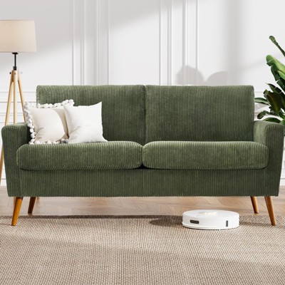 Dyonery 68 inch couple sofa corduroy sofa, modern couple sofa in living room, bedroom and office, comfortable sofa with spring pad