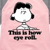 Girls' - Peanuts - Lucy This Is How Eye Roll Shirt Tail Raglan Graphic T-shirt - 2 of 4