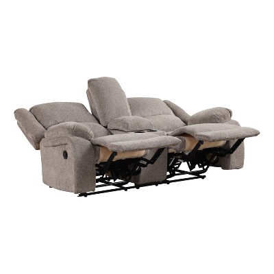 Gray Chenille Reclining Loveseat with Storage and Cup Holders