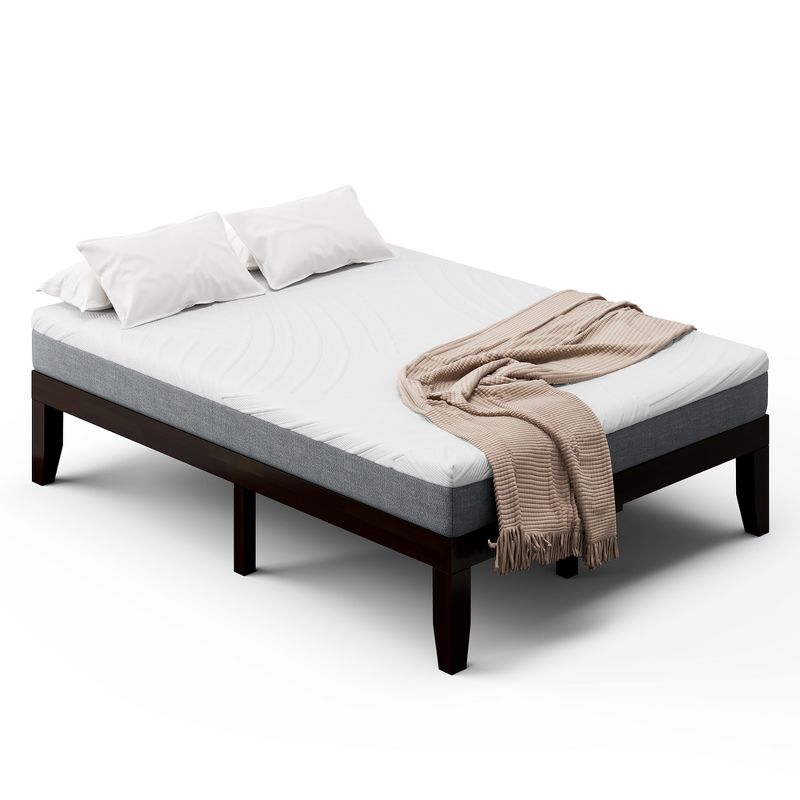 Costway Full Size Wood Bed Frame & 8'' Foam Mattress Set CertiPUR-US Certified, 1 of 10