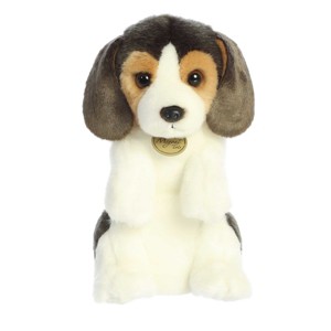 Aurora Medium Sitting Pretty Beagle Pup Miyoni Adorable Stuffed Animal White 9.5" - 1 of 4
