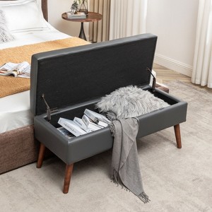 NicBex Linen Fabric Storage Ottoman Bench,Upholstered Storage Ottoman with Tufted Top and Wood Legs,Modern Storage Bench for Living Room,Bedroom - 1 of 4