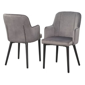 Set of 2 Welland Arm Dining Chairs Gray - Lifestorey: Upholstered, Mid-Century Modern, Wood Composite Frame - 1 of 4