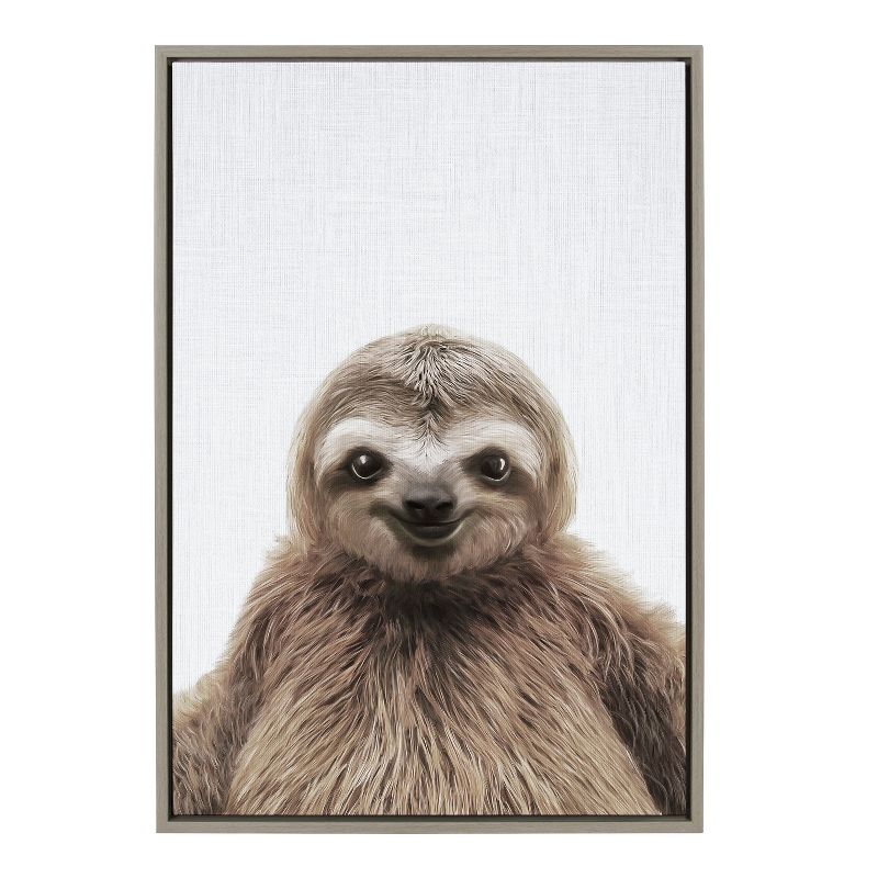 23&#34; x 33&#34; Sylvie Sloth Color Framed Canvas by Simon Te of Tai Prints Gray - Kate &#38; Laurel All Things Decor, 3 of 8