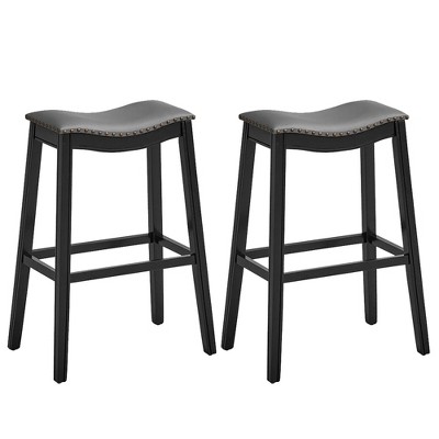 Tangkula Set Of 4 Saddle Bar Stools Bar Height Kitchen Chairs W/ Rubber ...