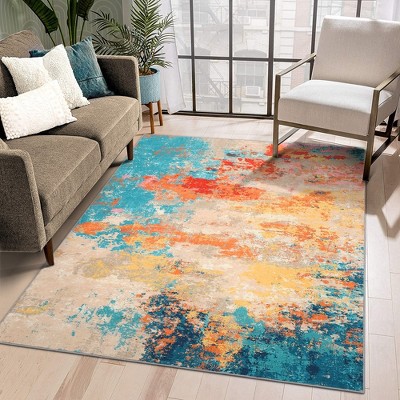 Abstract Area Rug Washable Rug Modern Luxury Rugs for Living Room Abstract Area Rug for Bedroom Dinning Room Non Slip Abstract Floor Carpet