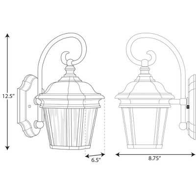 Black Aluminum Outdoor Wall Lantern with Etched White Glass Shade