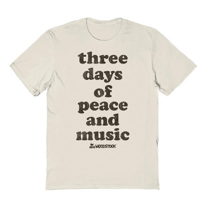 Woodstock Men's Three Days Text Short Sleeve Graphic Cotton T-Shirt