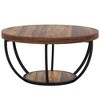 HTUTWOO 31.7" 2-Tier Round Coffee Table, Modern Wood Accent Center Table with Storage Open Shelves For Living Room, Home Office - 4 of 4