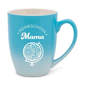 Elanze Designs Homeschool Mama Two Toned Ombre Matte Teal and White 12 ounce Ceramic Stoneware Coffee Cup Mug - 1 of 4