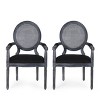 Set of 2 Judith French Country Wood and Cane Upholstered Dining Chairs - Christopher Knight Home - 2 of 4