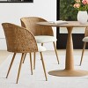 Round Dining Table Set for 4, Modern Pedestal Dining Table, Natural Woven Chairs with Upholstered Seats, Small Kitchen Table-Tanpinhause - 2 of 4