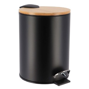 Evideco French Home Goods Stylish Trash Can with Bamboo Lid and Pedal, 2.5L Capacity - 1 of 4