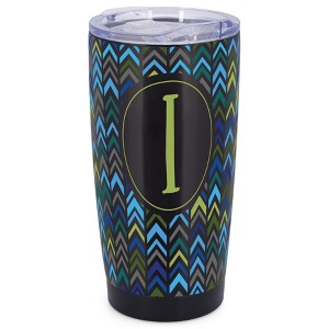 Elanze Designs I Monogram Herringbone Arrows Wrap-Around Design 20 Ounce Stainless Steel On-The-Go Coffee Mug, Thermal Travel Tumbler with Leak - 1 of 4