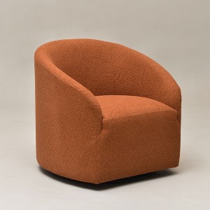 KINWELL Boucle Upholstered Swivel Barrel Accent Armchair - 1 of 4