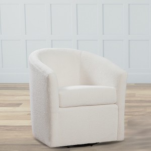 Swivel Ultra-Soft Performance Fabric Barrel Chair with 360-Degree Swivel, Removable Cushion, and Barrel Back Design - 1 of 4