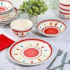 Gibson Home Heidy 12 Piece Hand Painted Durastone Dinnerware Set in Red - 3 of 4