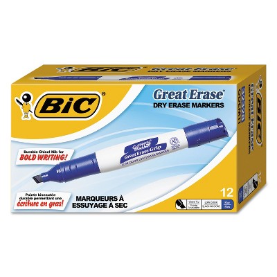 Bic Great Erase Grip Chisel Tip Dry Erase Marker Blue Dozen GDEM11BE