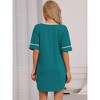 cheibear Womens Cotton Sleepwear Soft Comfy Sleepshirts V Neck Short Sleeve Short Night Shirts Sleep Dress with Pockets - 3 of 4