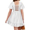 Arshiner Girls Summer Cut-Out Back A-Line Dress Puff Sleeves Square Neckline Flounce Hem Dresses - 4 of 4