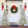 Tangkula 2PCS 6 FT Unlit Artificial Christmas Tree Hinged Tree with 589 Flocked Branch Tips 48 Balls Vintage Cement-Filled Flowerpot & Gloves - 2 of 4