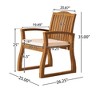 VASIP Outdoor Wooden Armchair with beige Cushion, Set of 2, Vertical Slat Back Design with sled-style base for Garden Patio Porch, Teak Brown - 3 of 4