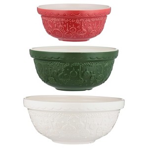 Mason Cash Deck The Halls 3 Piece Ceramic Mixing Bowl Set - 1 of 4