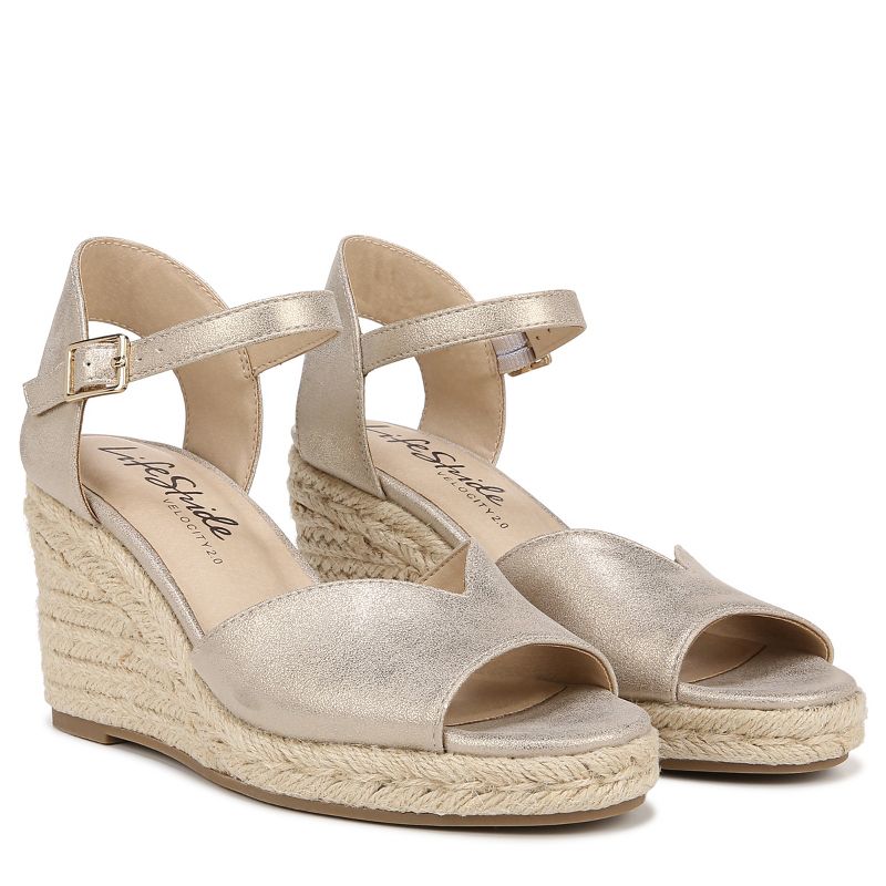 LifeStride Womens Tess Ankle Strap Wedge Espadrille, 2 of 10