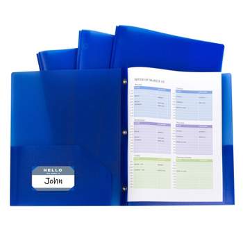 C-Line Two-Pocket Heavyweight Poly Portfolio Folder with Prongs, Blue, Pack of 10