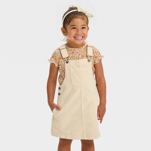 Toddler Girls Corduroy Skirtall Dress Cat Jack Cream 12M