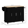 NicBex 1 Drawer Rolling Kitchen Island Cart with 3 Cabinets and 2 Racks,Kitchen Island on Wheels with Storage,Island Table for Kitchen - 3 of 4