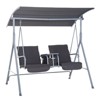 PAGED Porch Swing with Stand Outdoor Swing with Canopy, Pivot Storage Table, 2 Cup Holders, Cushions for Backyard, Porch, Garden - 2 of 4
