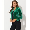 INSPIRE CHIC Women's 1 Button Lapel Collar Business Office Crop Suit Velvet Blazer - 2 of 4